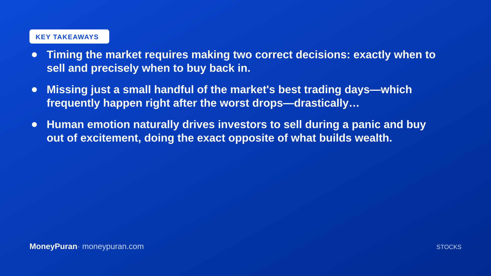 Key takeaways: timing the market