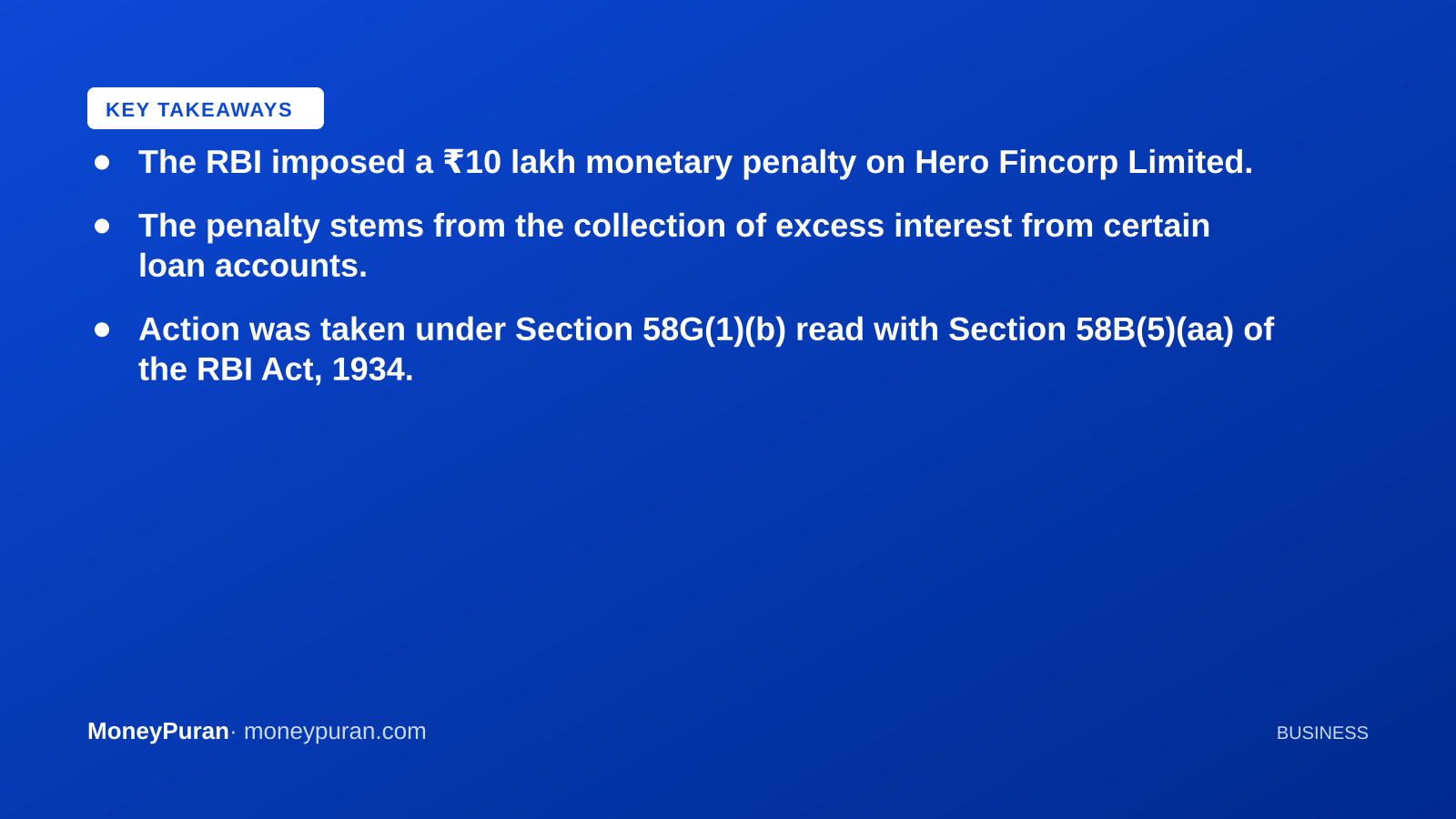 Key takeaways: Hero Fincorp RBI penalty