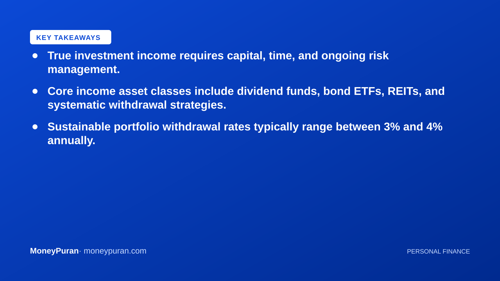 Key takeaways: passive income investing
