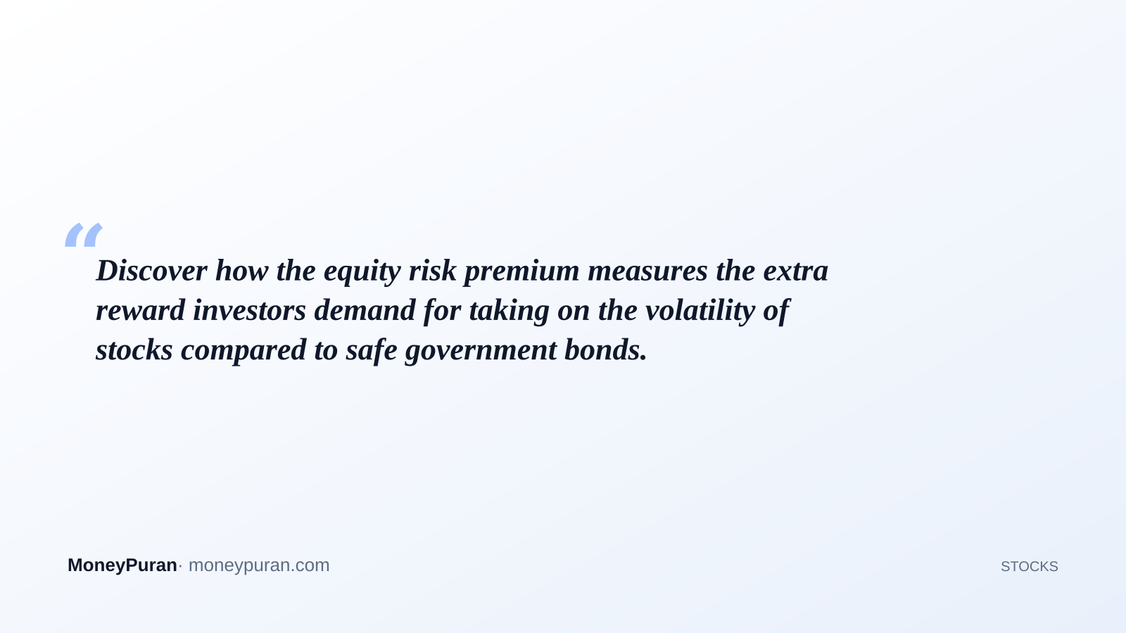 Discover how the equity risk premium measures the extra reward investors demand for taking on the volatility of stocks compared to safe government bonds.