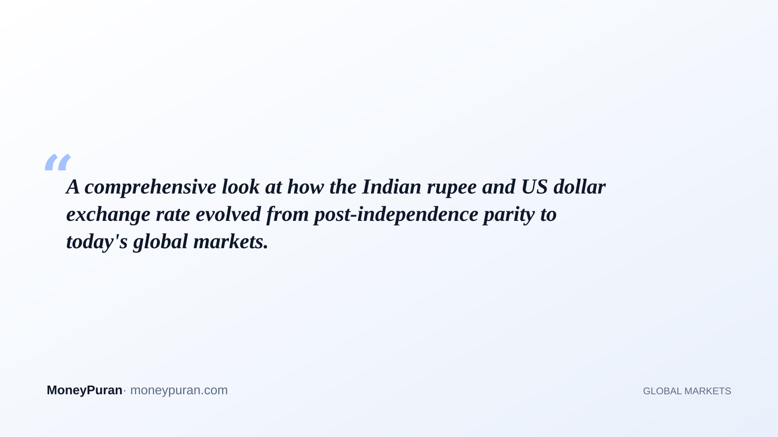 A comprehensive look at how the Indian rupee and US dollar exchange rate evolved from post-independence parity to today's global markets.