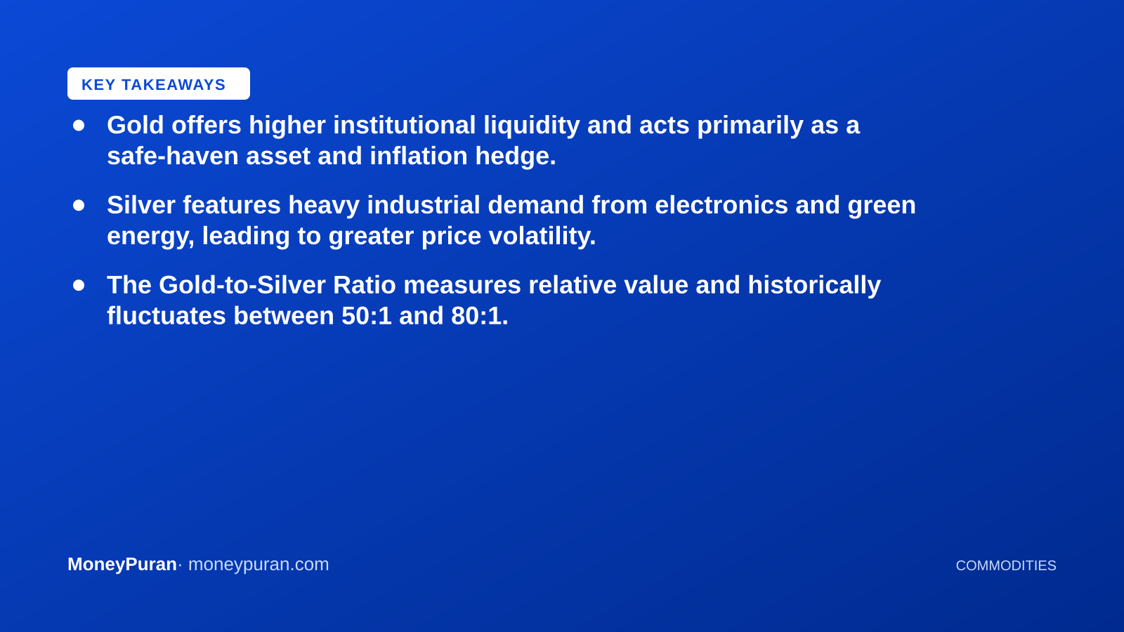 Key takeaways: gold vs silver investment comparison