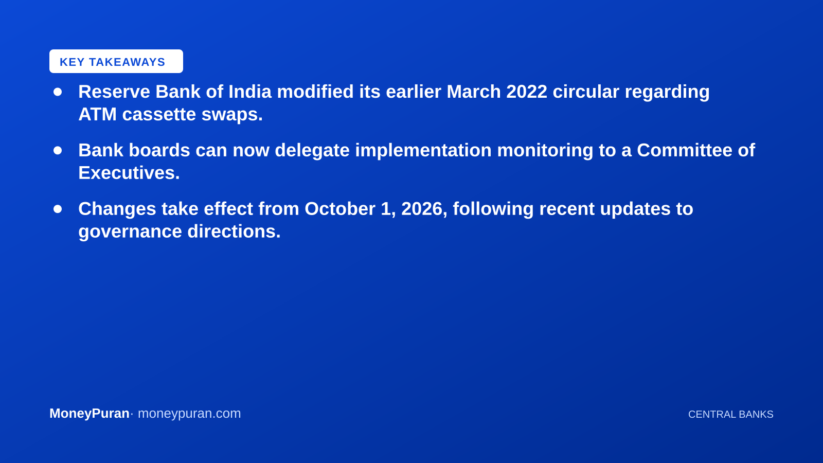 Key takeaways: RBI ATM cassette swaps