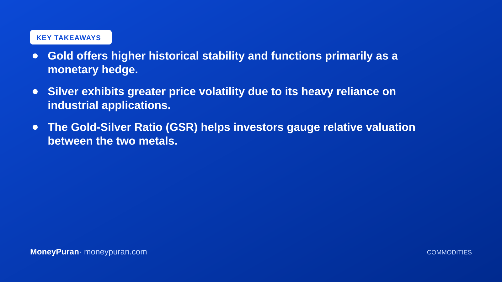 Key takeaways: gold vs silver investment 2025