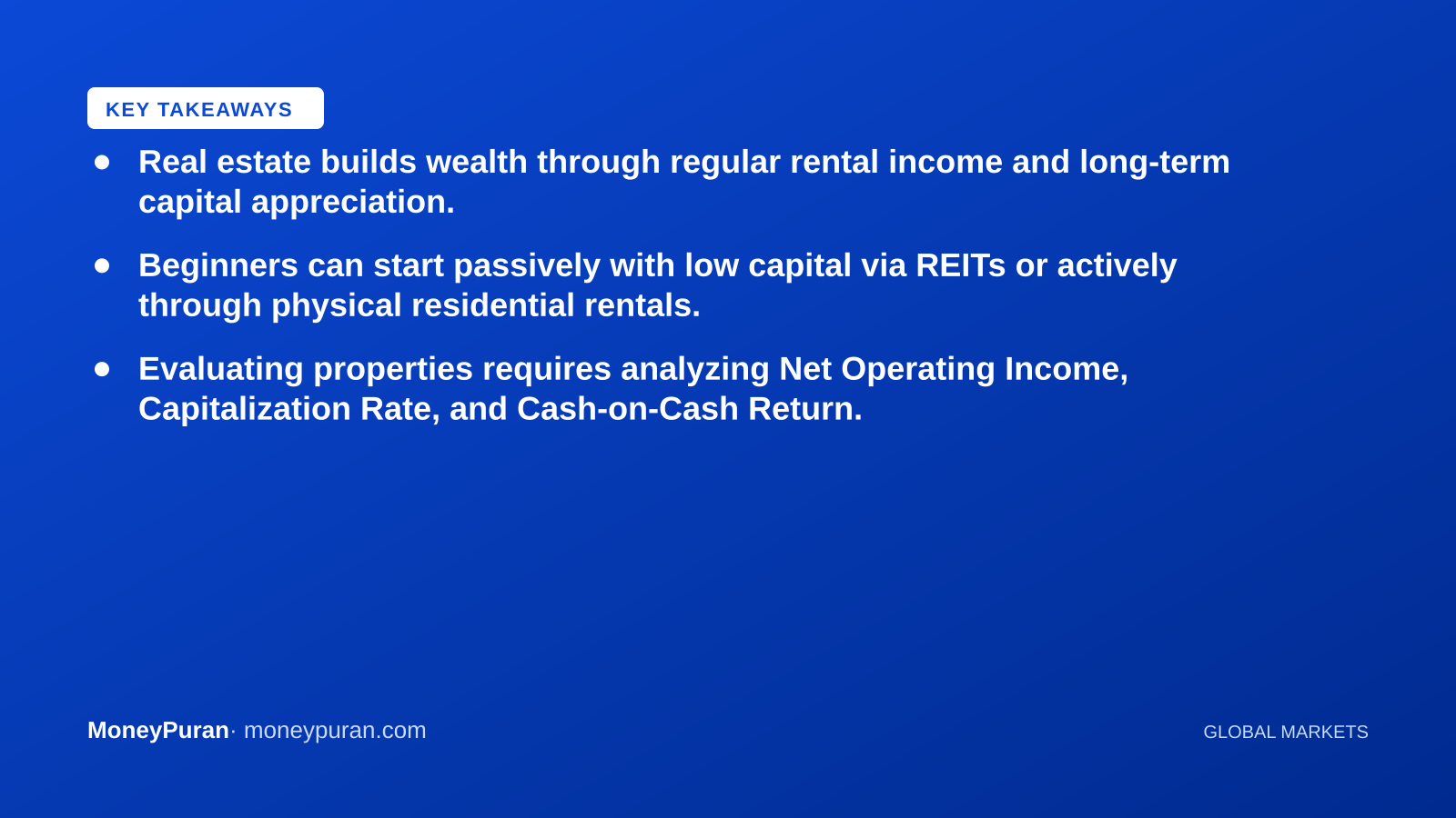 Key takeaways: how to start investing in real estate