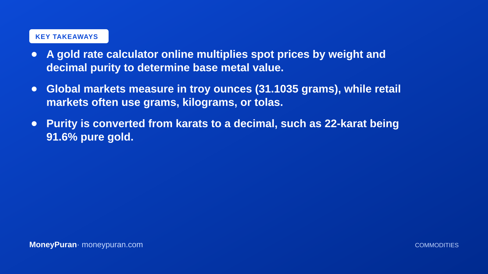 Key takeaways: gold rate calculator online