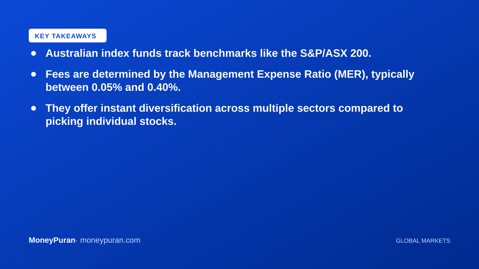 Key takeaways: what is an index fund australia