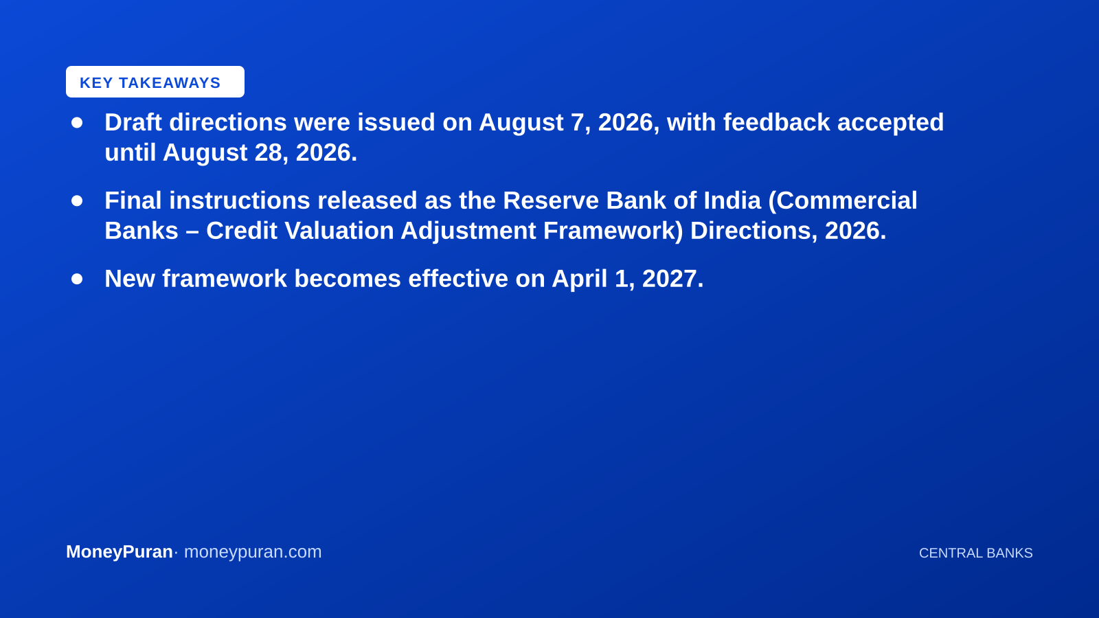 Key takeaways: RBI CVA Framework