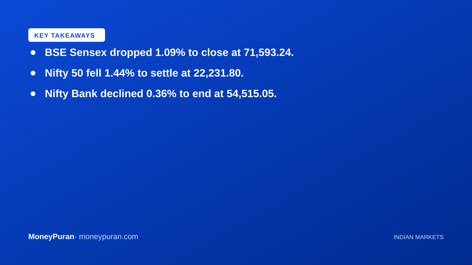 Key takeaways: Indian stock market