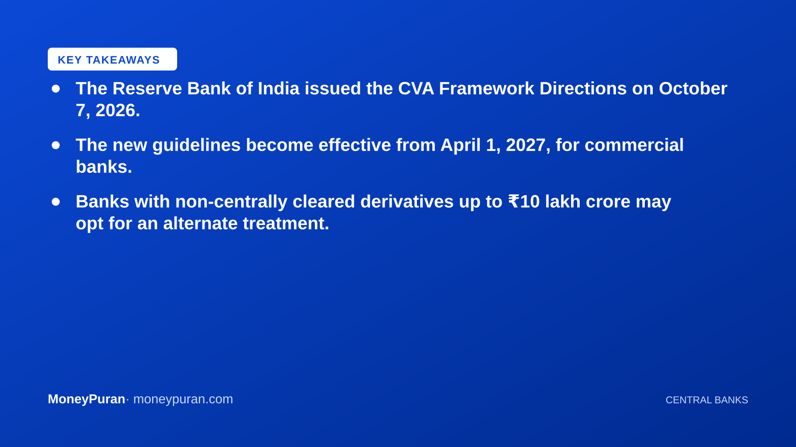 Key takeaways: RBI CVA framework