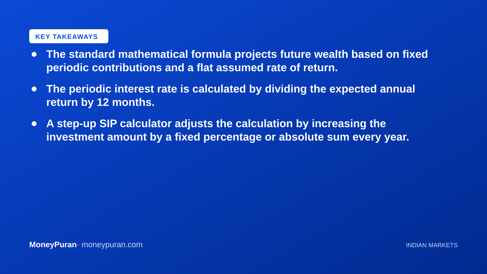 Key takeaways: sip calculator formula