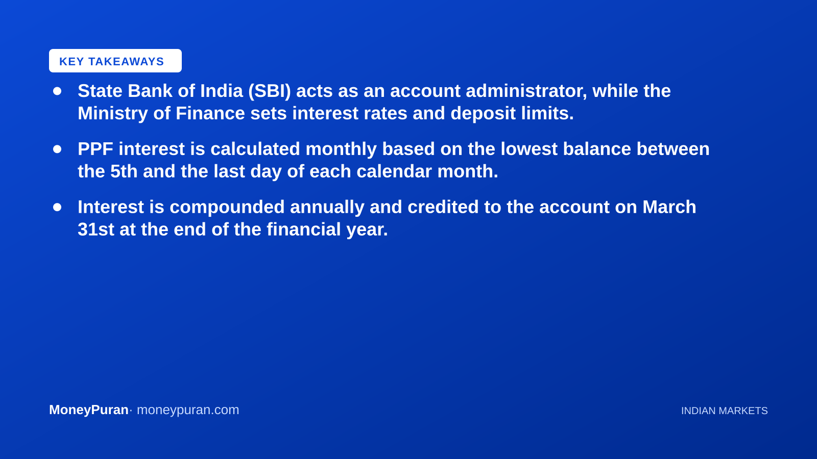Key takeaways: ppf calculator sbi monthly