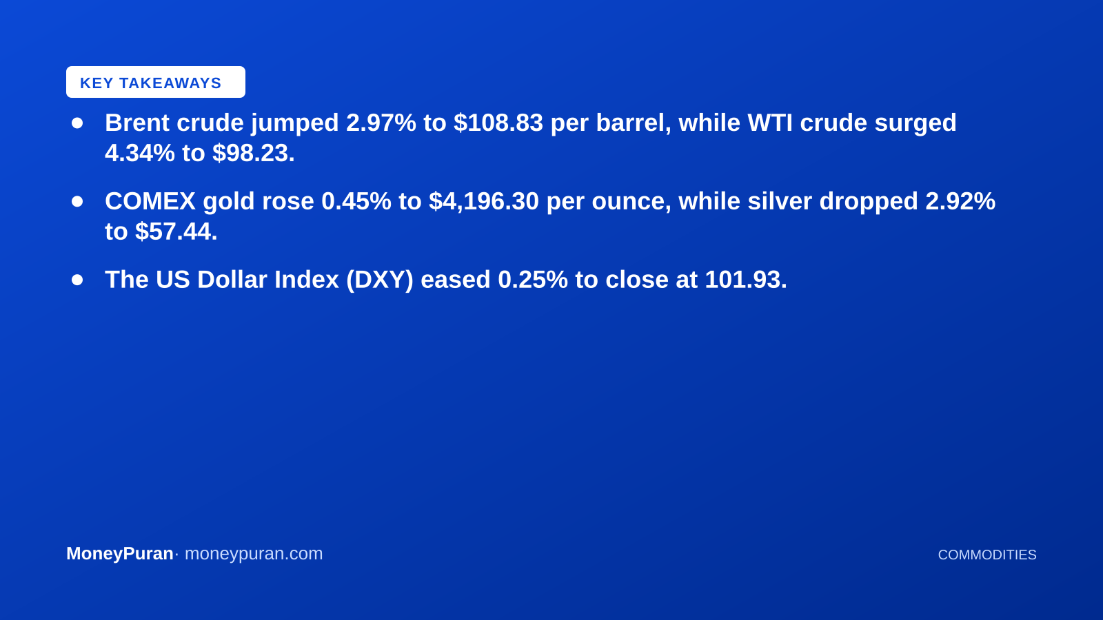 Key takeaways: crude oil gold price