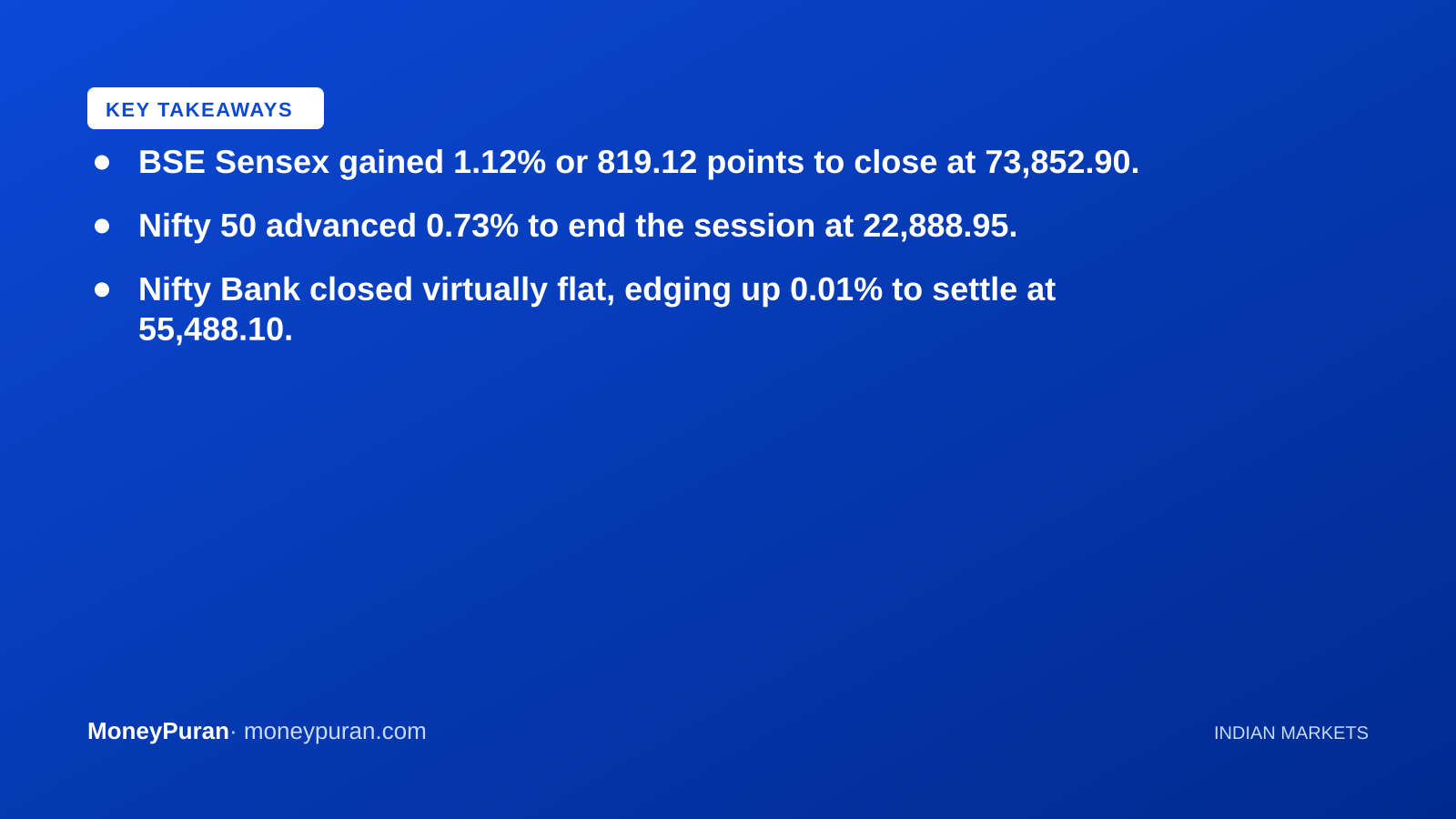 Key takeaways: Sensex today
