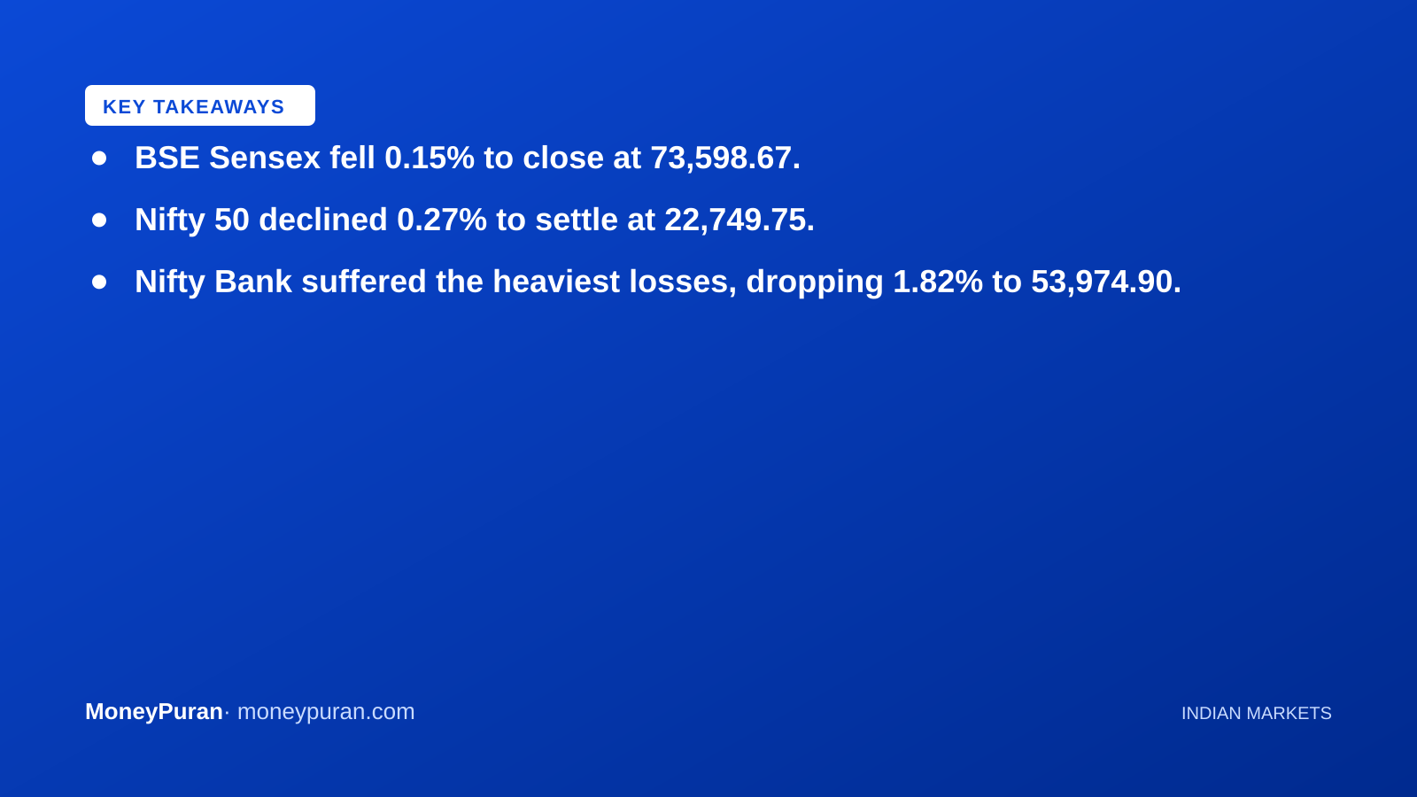 Key takeaways: Sensex and Nifty