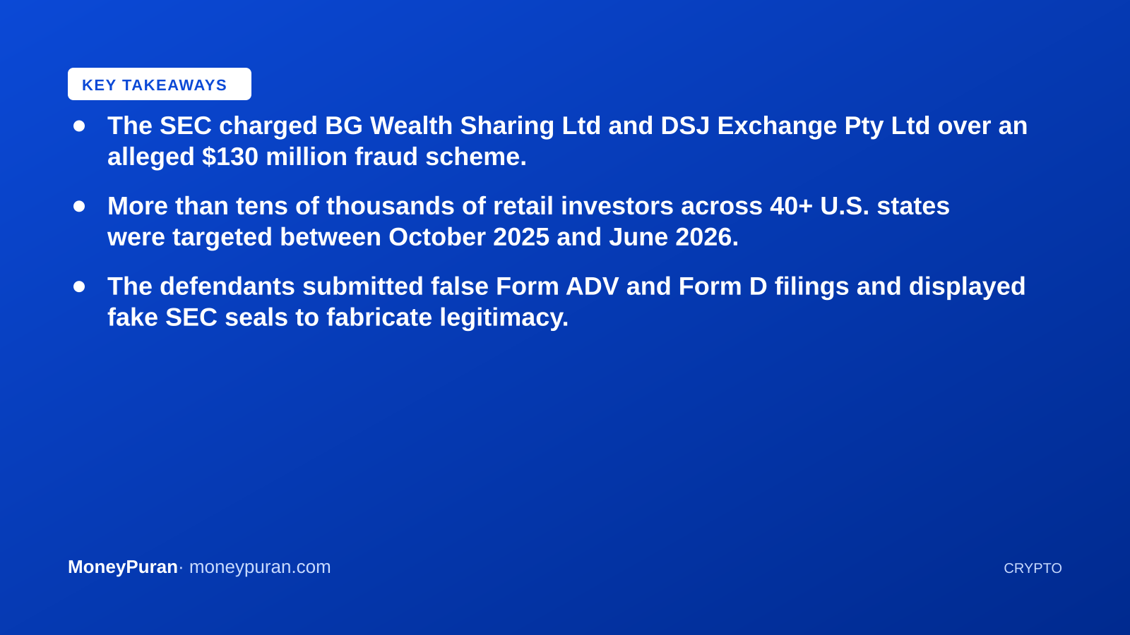 Key takeaways: SEC crypto fraud