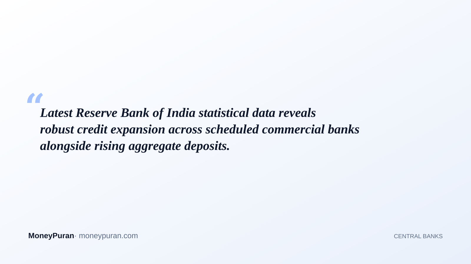 Latest Reserve Bank of India statistical data reveals robust credit expansion across scheduled commercial banks alongside rising aggregate deposits.